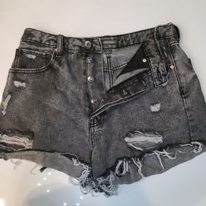 Size 8 distressed denim button up shorts